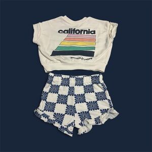 Kids Girl White Graphic Tee and Short Set 12 months $10